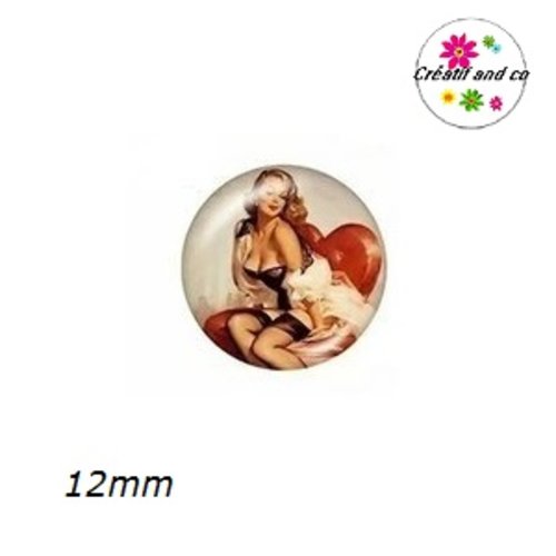 X2 cabochons pin up 12mm