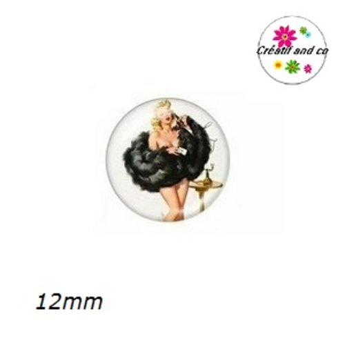X2 cabochons pin up 12mm