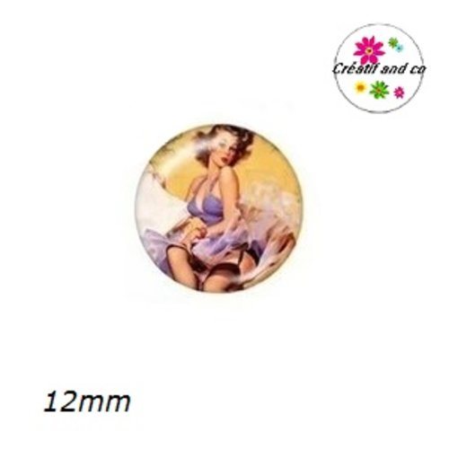 X2 cabochons pin up 12mm