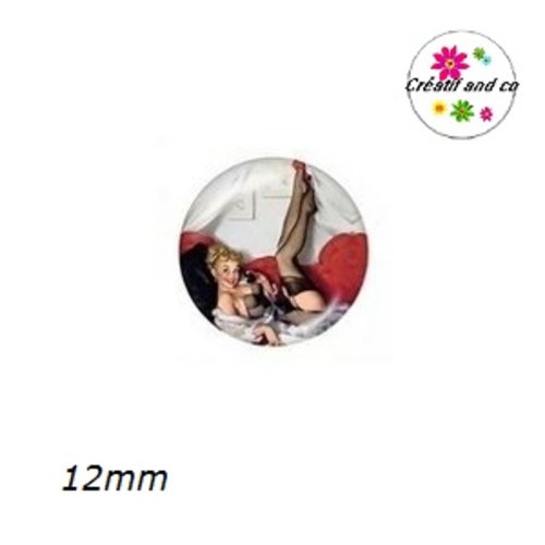 X2 cabochons pin up 12mm