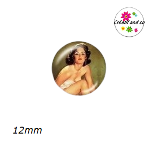 X2 cabochons pin up 12mm