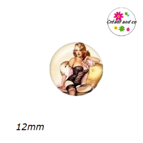 X2 cabochons pin up 12mm
