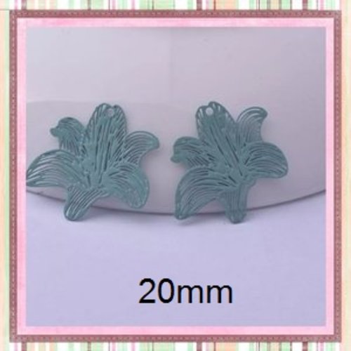 Breloque estampe fleur de lys vert gris 20mm