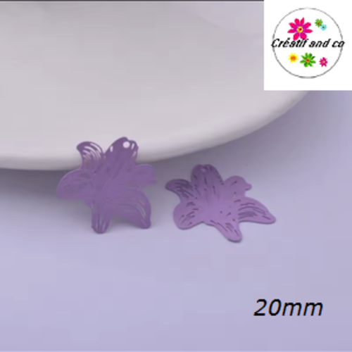 Breloque estampe fleur de lys mauve 20mm