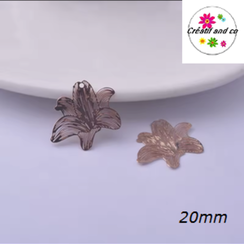 Breloque estampe fleur de lys rose gold 20mm