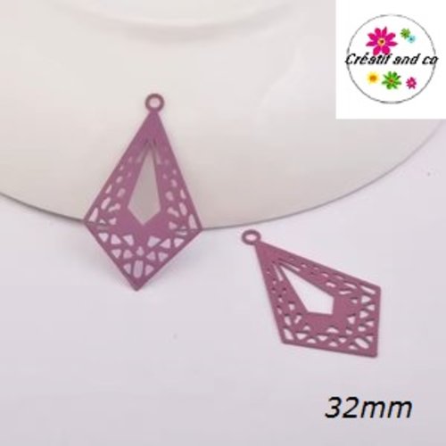 Breloque estampe losange mauve 32mm