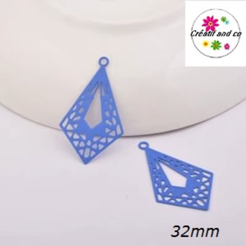 Breloque estampe losange bleu 32mm