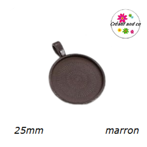 Pendentif pour cabochon métal marron 25mm