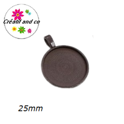 Pendentif pour cabochon métal marron 25mm