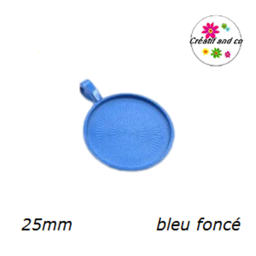 Pendentif pour cabochon métal bleu foncé 25mm