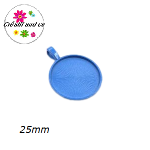 Pendentif pour cabochon métal bleu foncé 25mm