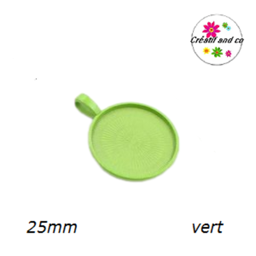 Pendentif pour cabochon métal vert 25mm
