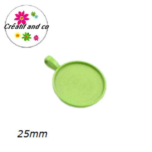 Pendentif pour cabochon métal vert 25mm