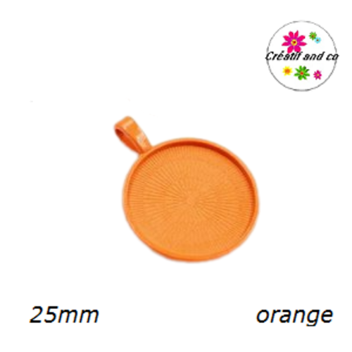 Pendentif pour cabochon métal orange  25mm