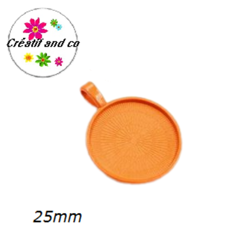 Pendentif pour cabochon métal orange  25mm