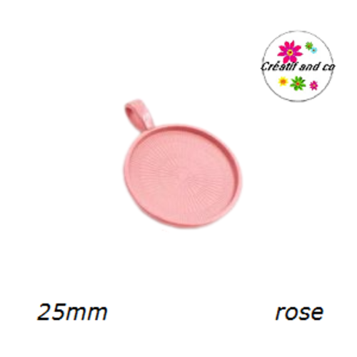 Pendentif pour cabochon métal rose 25mm