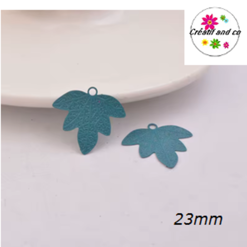 Breloque estampe feuille d'érable verte feuille 23mm