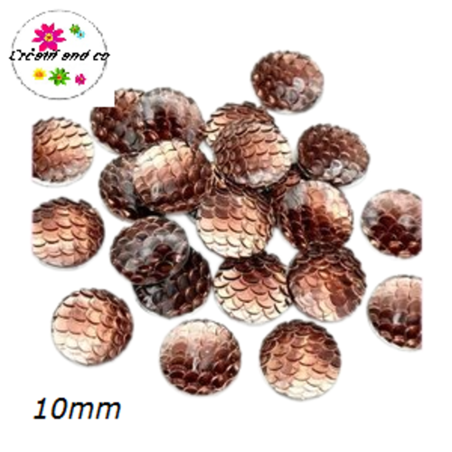 X2 cabochons écaille marron résine 10mm
