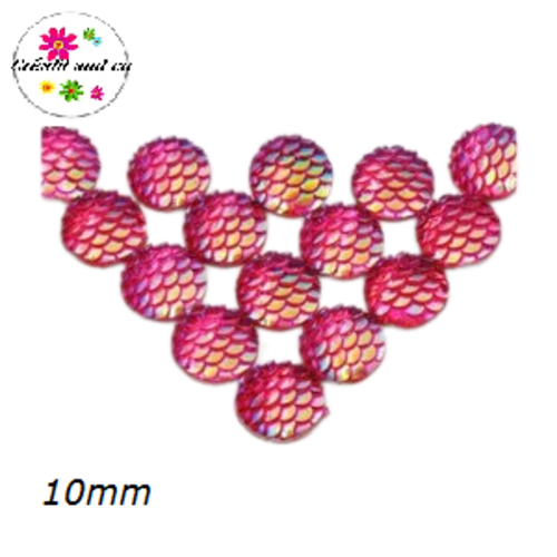 X2 cabochons écaille fuchsia résine 10mm