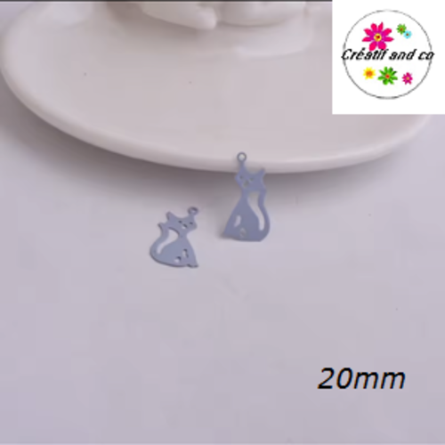 Breloque estampe chat gris 20mm