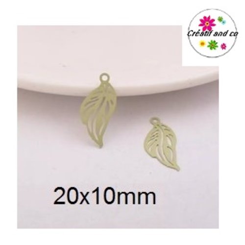 Breloque estampe feuille vert pomme 20mm