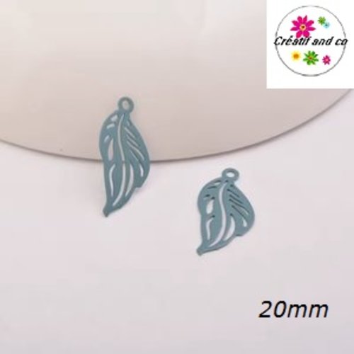 Breloque estampe feuille verte 20mm