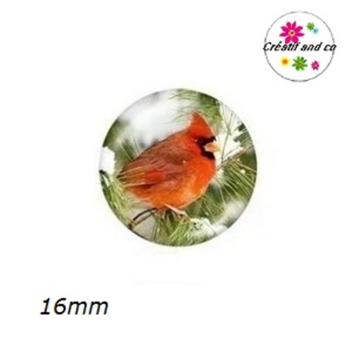 X2 cabochons oiseau 16mm
