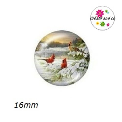 X2 cabochons duo d'oiseaux 16mm