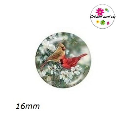 X2 cabochons duo d'oiseaux 16mm