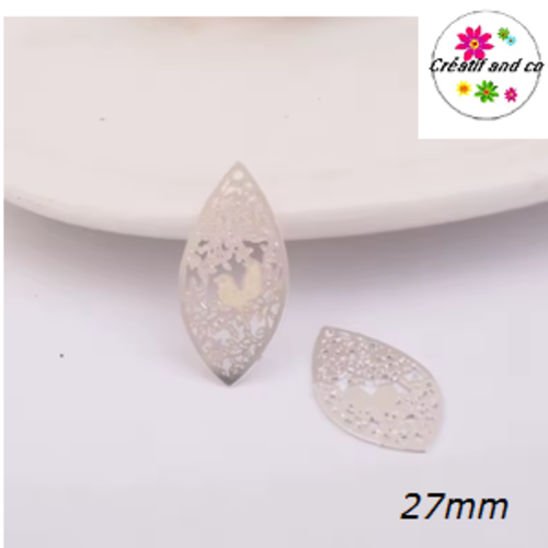 Breloque estampe ovale motif oiseau argent 27mm