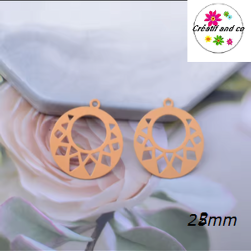 Breloque estampe cercle orange clair 22mm