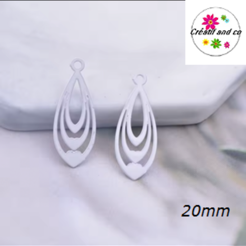 Breloque estampe goutte d'eau blanche 20mm