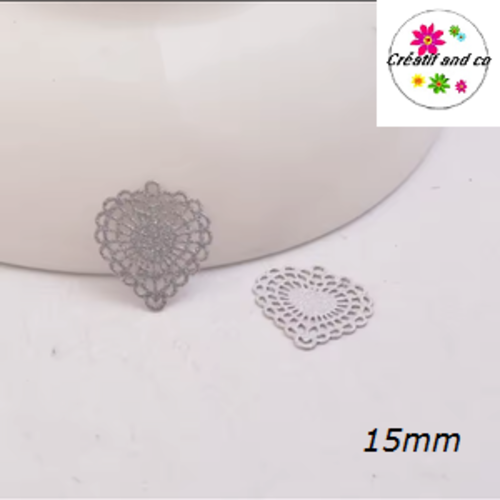 Breloque estampe petit coeur argent 15mm