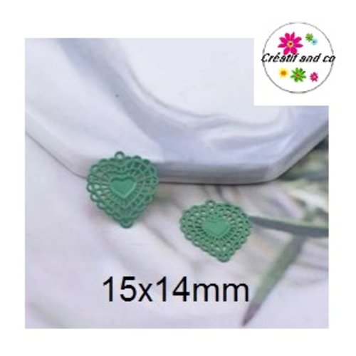 Breloque estampe petit coeur vert 15mm