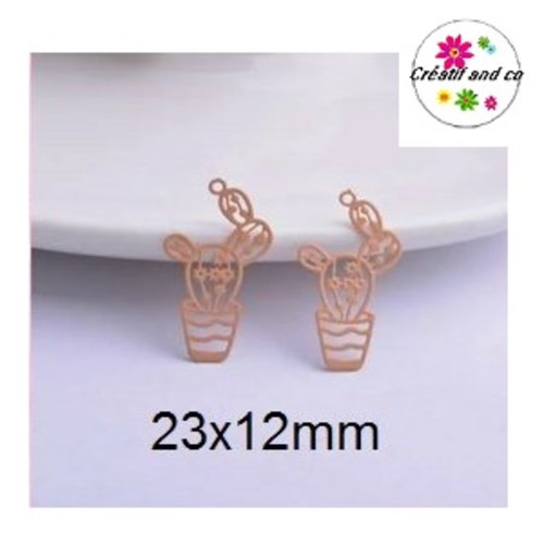 Breloque estampe cactus orange clair dans pot 23mm