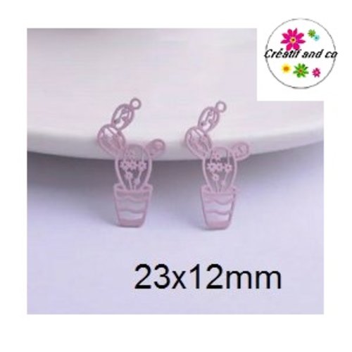 Breloque estampe cactus rose dans pot 23mm