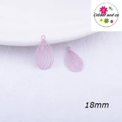 Breloque estampe goutte d'eau rose 18mm