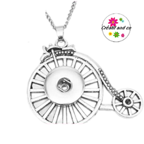 Collier pendentif vélo ancien pour bouton pression