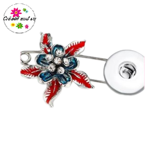 Broche épingle fleur émail pour bouton pression