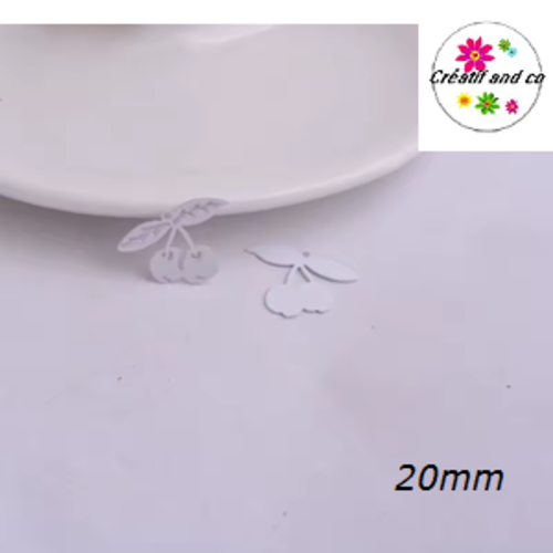 Breloque estampe cerise blanche 20mm