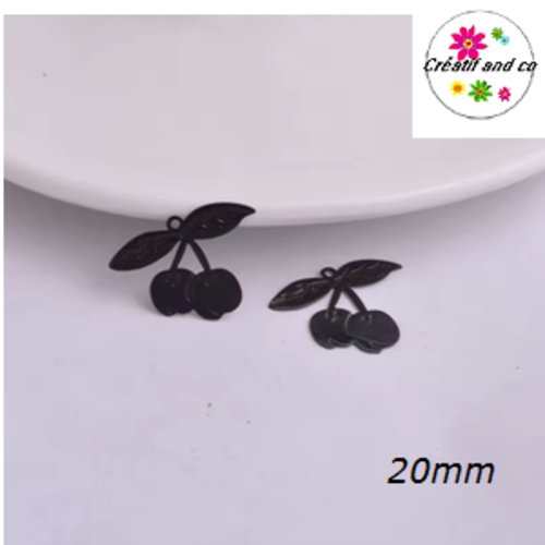 Breloque estampe cerise noire 20mm