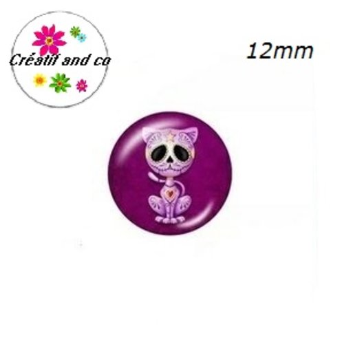X2 cabochons chat gothique 12mm