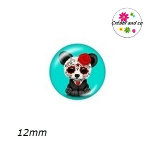 X2 cabochons panda gothique 12mm