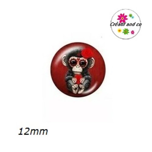 X2 cabochons singe gothique 12mm