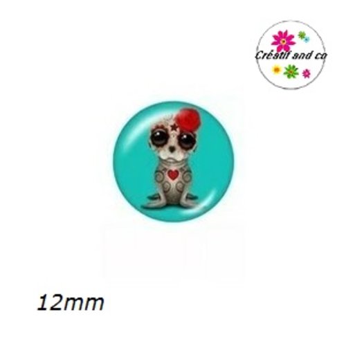 X2 cabochons phoque gothique 12mm