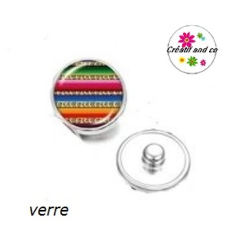 Bouton pression rayés colorés