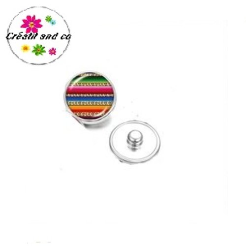 Bouton pression rayés colorés