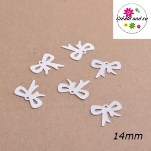 Breloque estampes noeud blanc 14mm