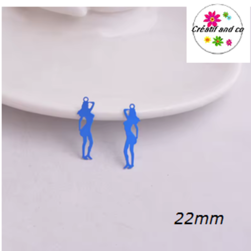 Breloque estampe femme bleue 22mm
