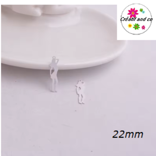 Breloque estampe femme blanche 22mm
